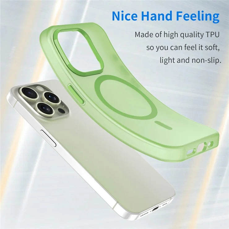 iPhone 16 Pro Case Compatible with MagSafe TPU + PC Slim Matte Translucent Phone Cover - Green