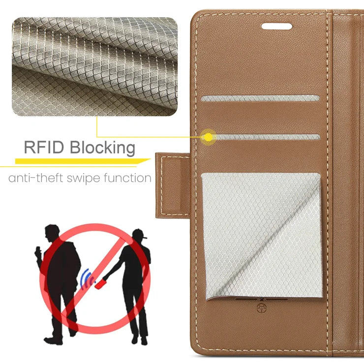 CASEME For Samsung Galaxy S26 Ultra Case  023 Series RFID Blocking Glossy Stand Phone Cover - Brown