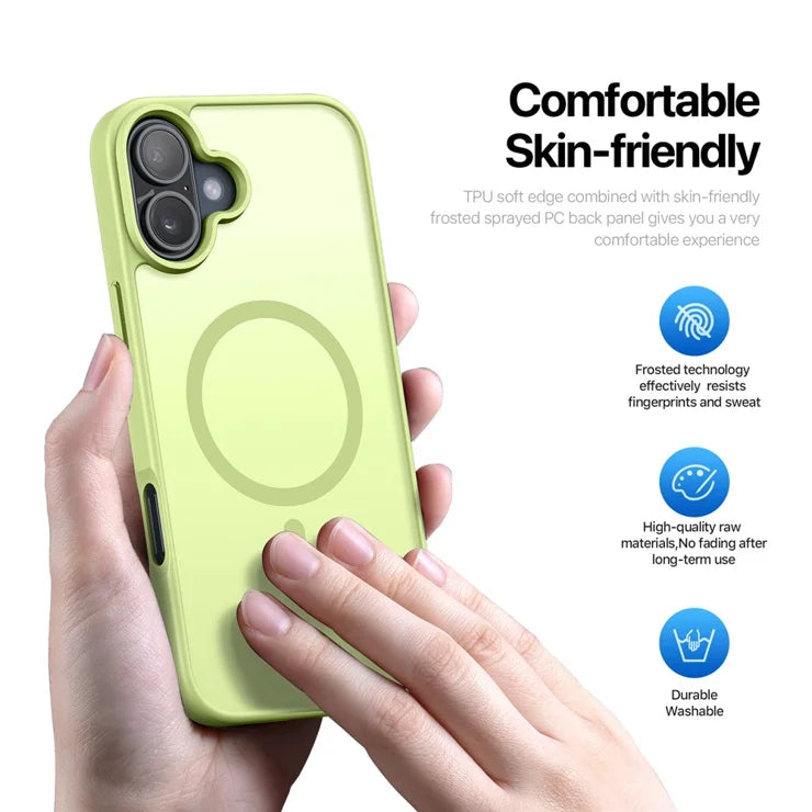 DUX DUCIS Yind Series For iPhone 16 Matte Case Compatible with MagSafe PC+TPU Phone Cover - Green