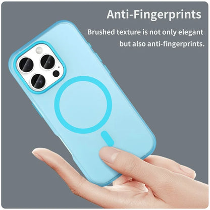 For iPhone 16 Pro Case Compatible with MagSafe TPU + PC Slim Matte Translucent Phone Cover - Blue