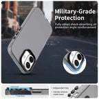 iPhone 16 Plus Case PC+TPU+PET Matte Anti-drop Phone Back Cover - Black