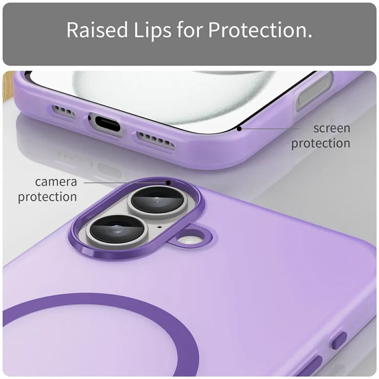 iPhone 16 Plus Case Compatible with MagSafe TPU + PC Slim Matte Translucent Phone Cover - Dark Purple
