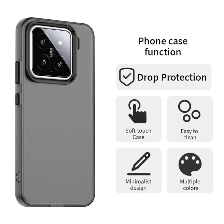 Xiaomi 15 Case PC+TPU+PET Matte Anti-Drop Phone Back Cover - Black
