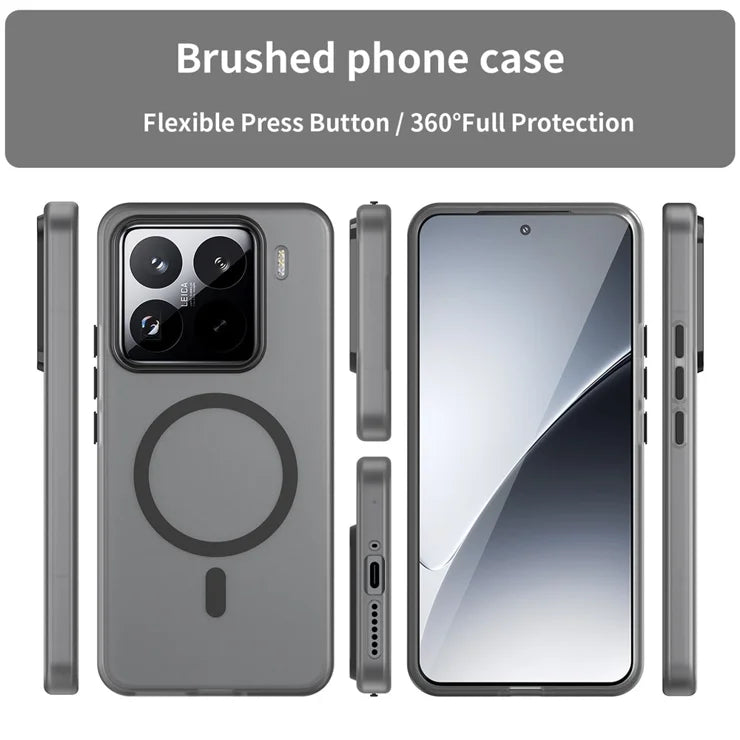 Xiaomi 15 Pro Magnetisk Cover TPU + PC Slank Mat Gennemsigtig Telefon Cover - Sort