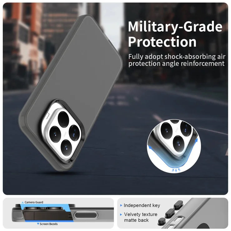 Xiaomi 15T Pro Case PC + TPU + PET Matte Anti-Drop Phone Back Cover - Black
