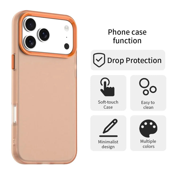 iPhone 17 Pro Case PC + TPU + PET Matte Anti-Drop Phone Back Cover - Orange