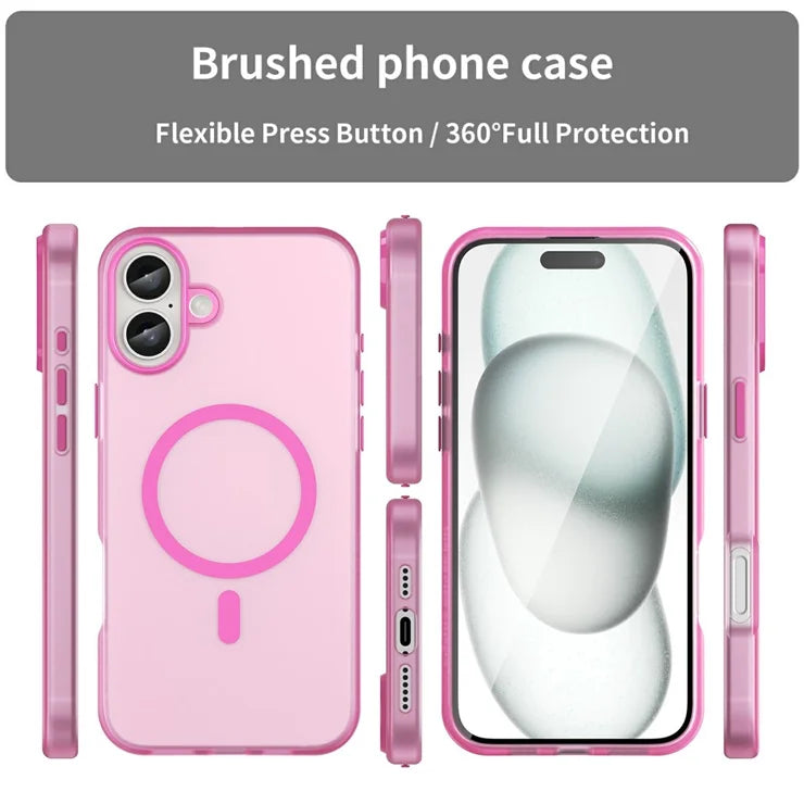 iPhone 16 Plus Case Compatible with MagSafe TPU + PC Slim Matte Translucent Phone Cover - Pink