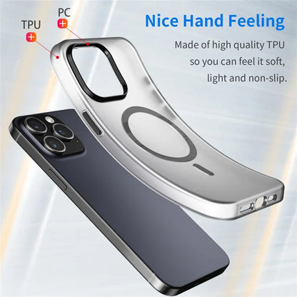 iPhone 15 Pro Max Translucent Case Magnetic Phone Cover Compatible with MagSafe - Black