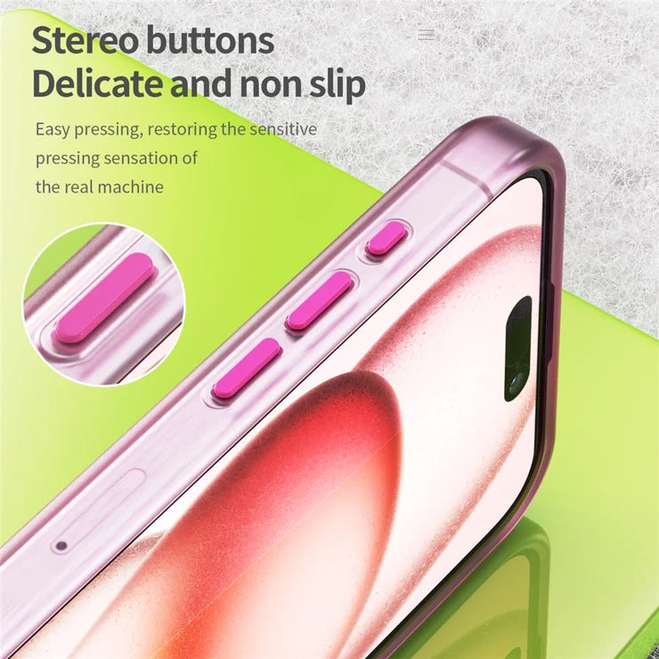 iPhone 15 Pro Max Translucent Case Magnetic Phone Cover Compatible with MagSafe - Pink
