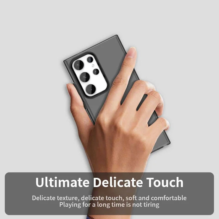 Samsung Galaxy S23 Ultra Case PC+TPU+PET Matte Anti-Drop Phone Back Cover - Black