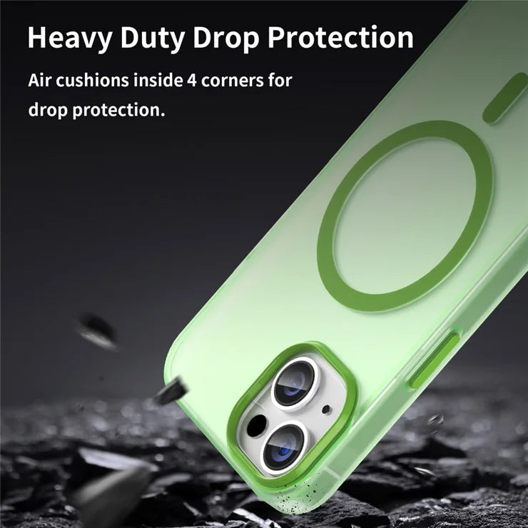 iPhone 14 Translucent Phone Case Matte Design Compatible with MagSafe Wireless Charging - Fluorescent Green