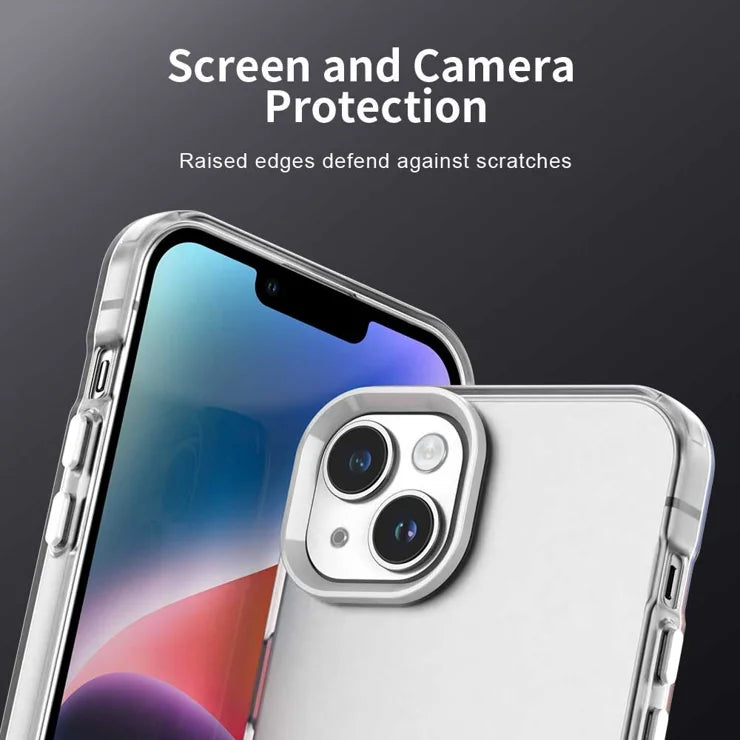 iPhone 15 Plus / 14 Plus Cover PC+TPU+PET Mat Anti-Drop Telefon Bagside Cover - Hvid