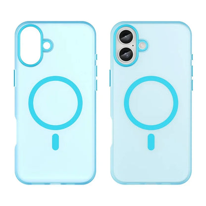 iPhone 16 Plus Case Compatible with MagSafe TPU + PC Slim Matte Translucent Phone Cover - Blue