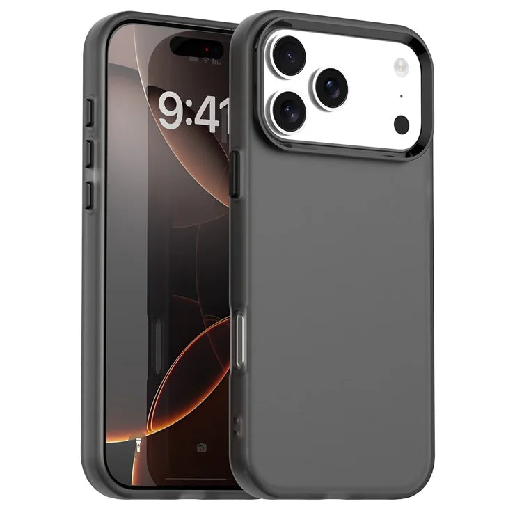 iPhone 17 Pro Max Case PC + TPU + PET Matte Anti-Drop Phone Back Cover - Black
