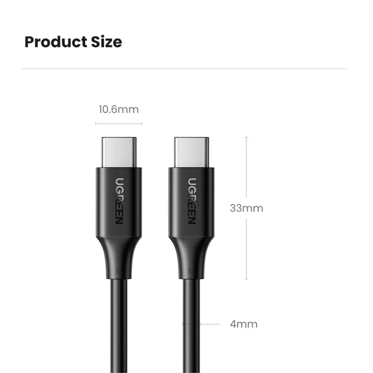UGREEN 15177 1.5m PD 100W Fast Charging USB C to USB C Cable for iPhone  /  Macbook  /  iPad Data Wire