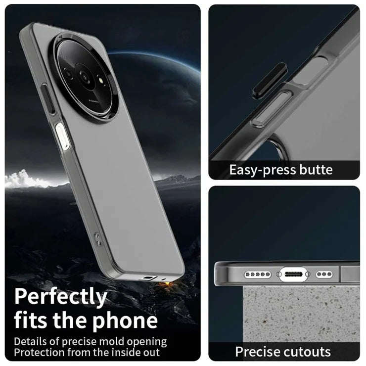 Xiaomi Redmi A3 4G / A3x 4G / Poco C61 4G Case PC+TPU+PET Matte Anti-Drop Phone Back Cover - Black