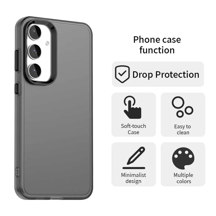 Samsung Galaxy S25+ / S24+ Case PC+TPU+PET Matte Anti-Drop Phone Back Cover - Black