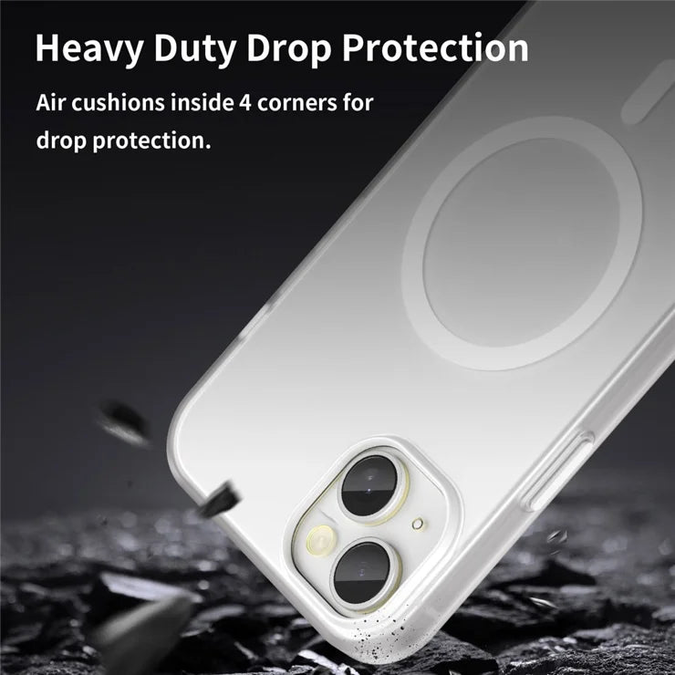 iPhone 15 Plus / 14 Plus Magnetic Case Translucent Matte Anti-Fingerprint Phone Cover - White