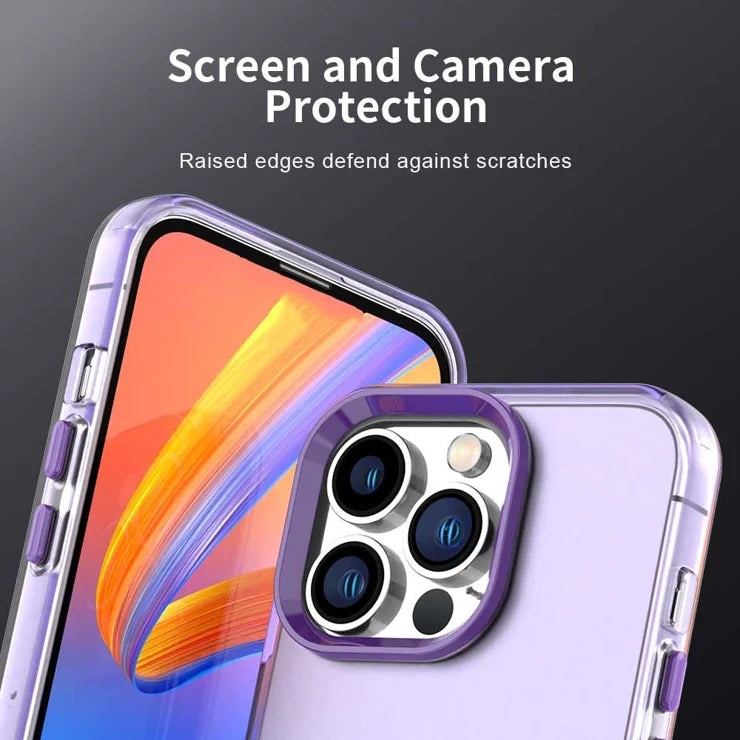 iPhone 15 Pro Case PC+TPU+PET Matte Anti-Drop Phone Back Cover - Purple