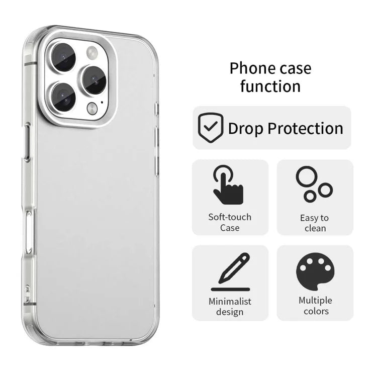 iPhone 16 Pro Max Case PC+TPU+PET Matte Anti-Drop Phone Back Cover - White