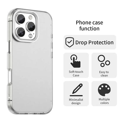 iPhone 16 Pro Max Case PC+TPU+PET Matte Anti-Drop Phone Back Cover - White