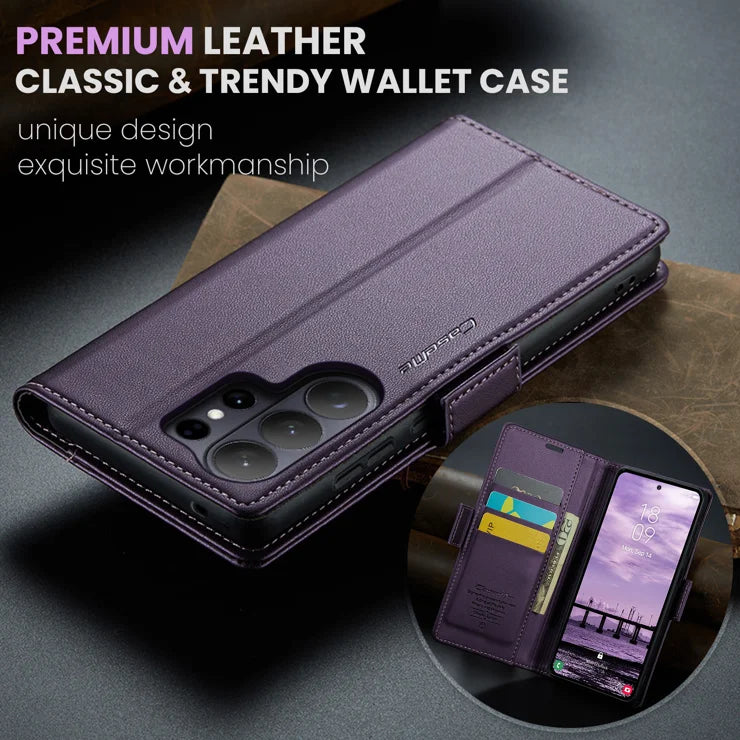 CASEME For Samsung Galaxy S26 Ultra Case 023 Series RFID Blocking Glossy Stand Phone Cover - Purple