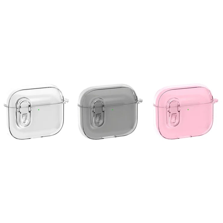 For Apple AirPods 4 Earphone Protective Case Snap Switch Ice Crystal Clear TPU+PC Cover - Transparent Grey