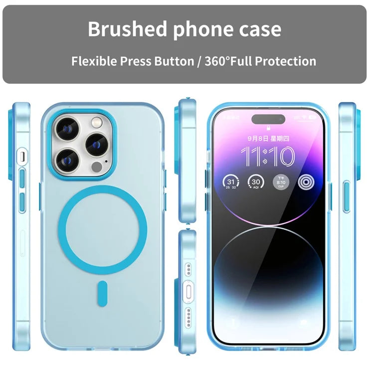 Magnetic Case for iPhone 14 Pro Max Compatible with MagSafe Translucent Matte Back Cover - Blue