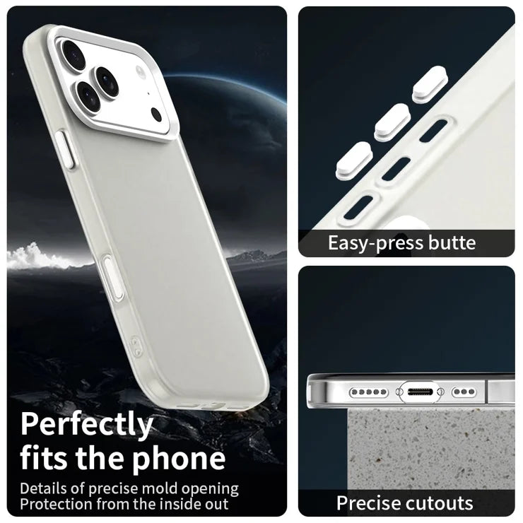 iPhone 17 Pro -kotelo PC + TPU + PET mattapintainen pudotuksenkestävä puhelimen takakuori - valkoinen