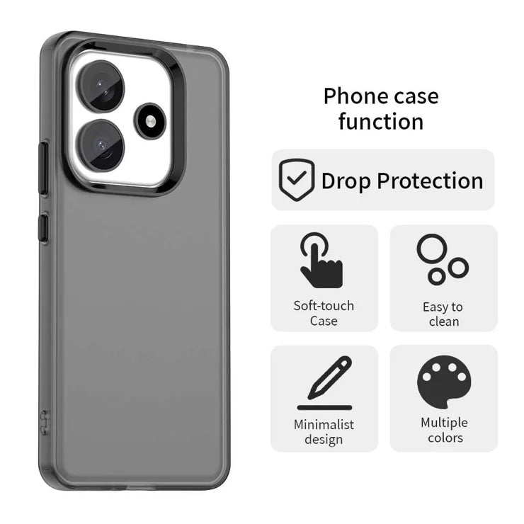 Xiaomi Redmi Note 14 4G (164.84mm) Case PC + TPU + PET Matte Anti-Drop Phone Back Cover - Black