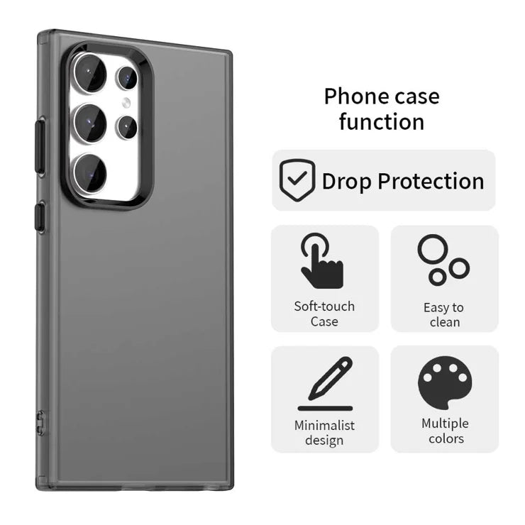 Samsung Galaxy S24 Ultra Cover PC+TPU+PET Mat Anti-Drop Bagside Cover - Sort