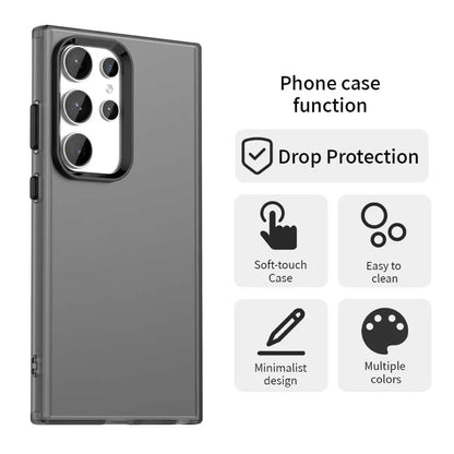 Samsung Galaxy S24 Ultra Cover PC+TPU+PET Mat Anti-Drop Bagside Cover - Sort