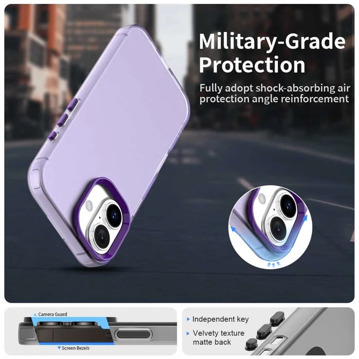 iPhone 16 Case PC+TPU+PET Matte Anti-Drop Phone Back Cover - Purple