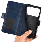 For iPhone 17 Pro Max Case Calf Texture Leather Wallet Phone Cover - Blue