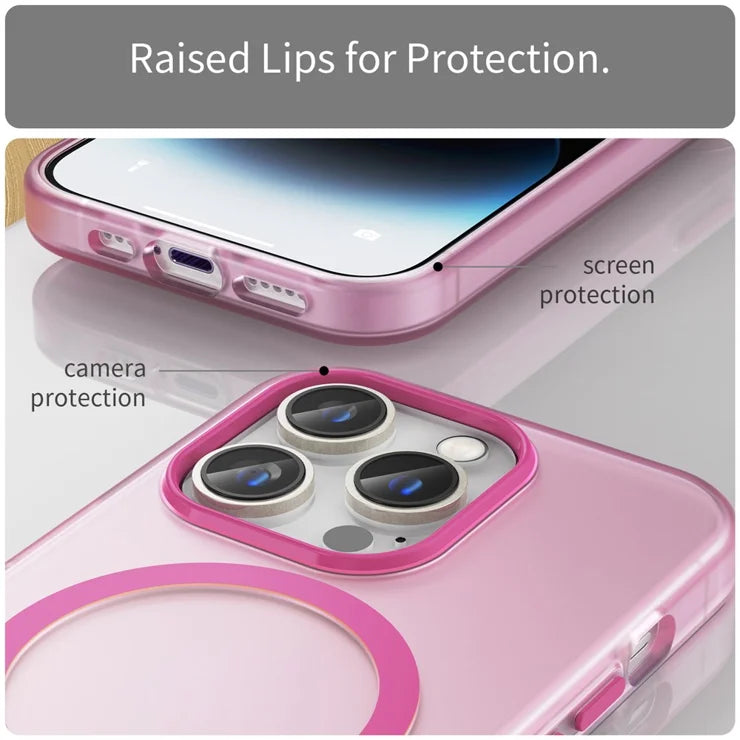 Magnetic Case for iPhone 14 Pro Max Compatible with MagSafe Translucent Matte Back Cover - Pink