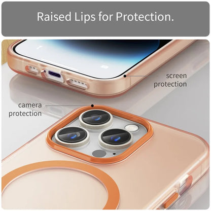 Magnetic Case for iPhone 14 Pro Max Compatible with MagSafe Translucent Matte Back Cover - Orange