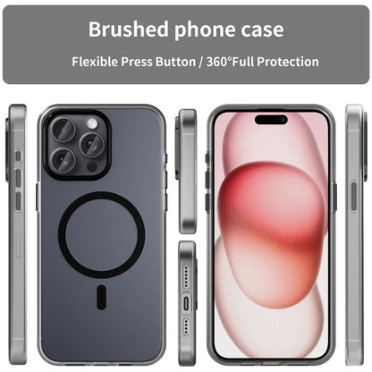 iPhone 15 Pro Max Translucent Case Magnetic Phone Cover Compatible with MagSafe - Black