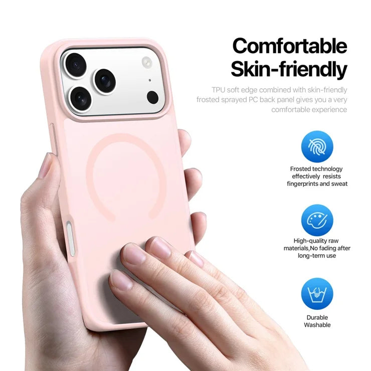 DUX DUCIS Yind Series For iPhone 17 Pro Case TPU + PC Matte Phone Cover Compatible with MagSafe - Light Pink