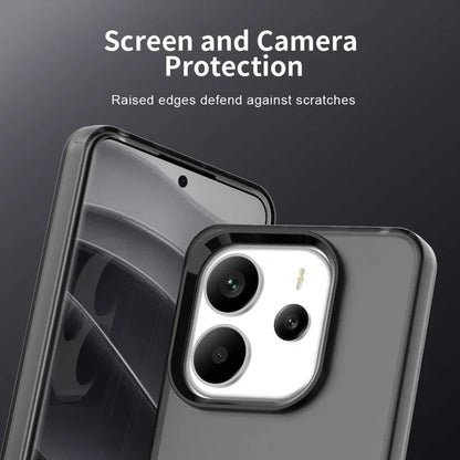 Xiaomi Redmi Note 14 4G (163.25mm) Cover PC + TPU + PET Mat Anti-fald Telefon Bagcover - Sort