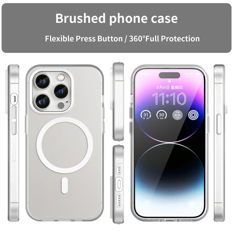 iPhone 14 Pro Translucent Matte Phone Case TPU + PC Anti-Scratch Cover - White