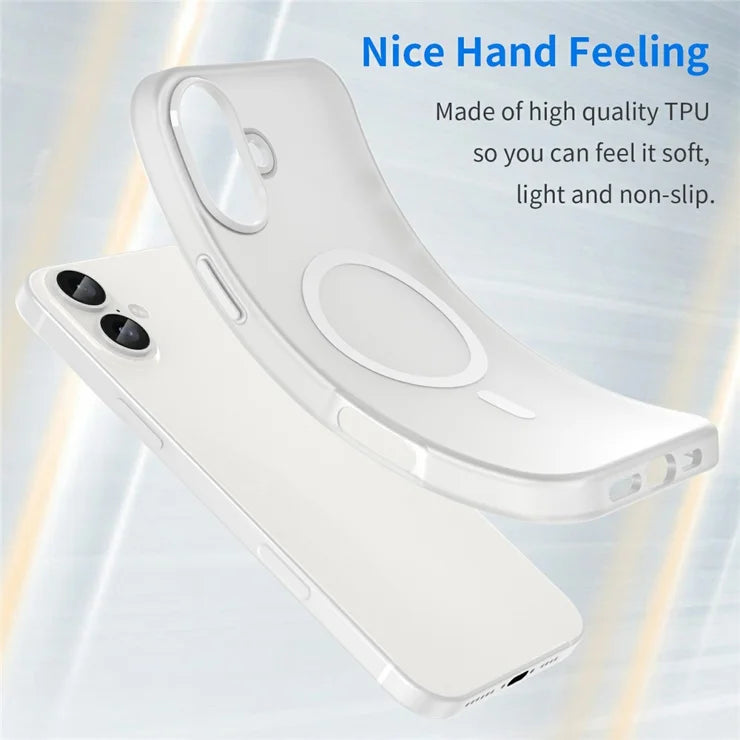 iPhone 16 Plus Case Compatible with MagSafe TPU + PC Slim Matte Translucent Phone Cover - White