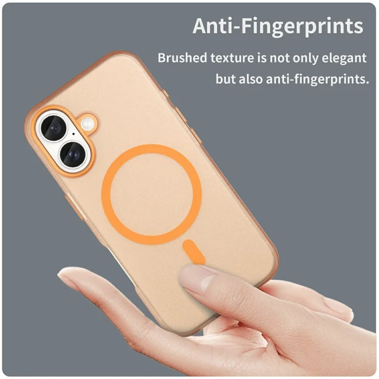 iPhone 16 Case Compatible with MagSafe TPU + PC Slim Matte Translucent Phone Cover - Orange