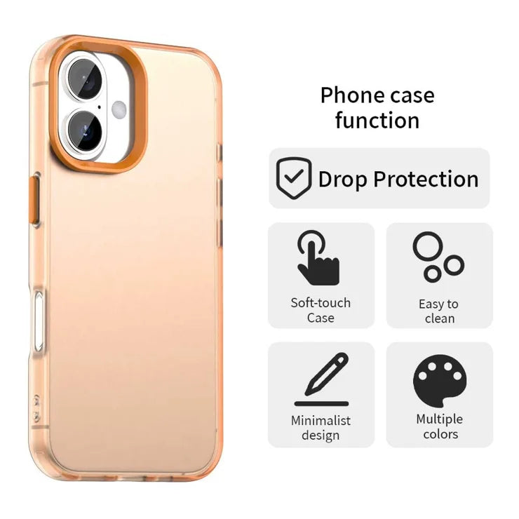iPhone 17 Cover PC + TPU + PET Mat Anti-fald Telefon Bagcover - Orange