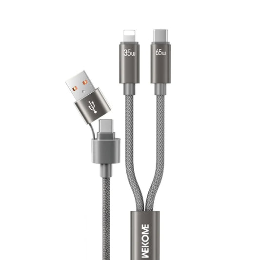 WEKOME WDC-66 USB / Type-C til Type-C / iP Kabel 1.2m 3A 65W Superhurtig Opladning Datasynkroniseringskabel - Grå