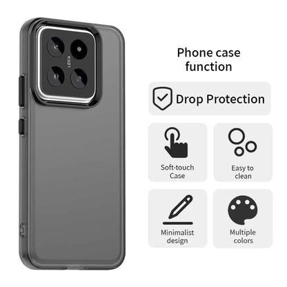 Xiaomi 14 Case PC+TPU+PET Matte Anti-Drop Phone Back Cover - Black