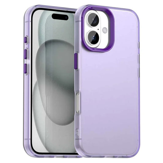 iPhone 16 Plus Case PC+TPU+PET Matte Anti-drop Phone Back Cover - Purple