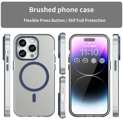 iPhone 14 Pro Translucent Matte Phone Case TPU + PC Anti-Scratch Cover - Dark Blue