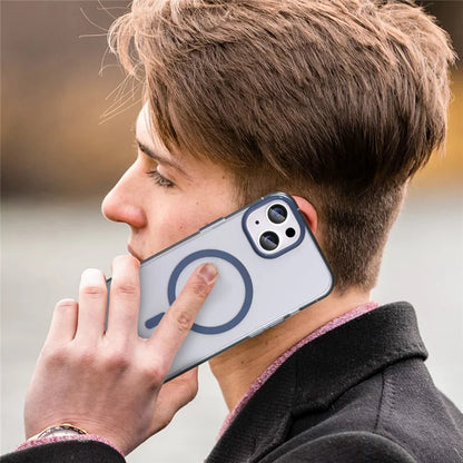 iPhone 14 Translucent Phone Case Matte Design Compatible with MagSafe Wireless Charging - Dark Blue