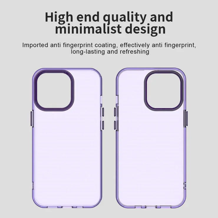 iPhone 14 Pro etui PC+TPU+PET mat anti-fald telefon bagcover - lilla
