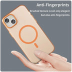 iPhone 15 Plus / 14 Plus Magnetic Case Translucent Matte Anti-Fingerprint Phone Cover - Orange